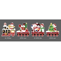 Decoratiune de Craciun, Flippy, pentru Gradina, Tip Trenulet, 4 Figurine + Bete de Infipt in Pamant, din Plastic, Impermeabil, Model Oameni de Zapada, Multicolor