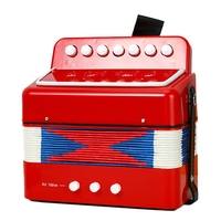Acordeon Pentru Copii, Flippy, Acordeon Jucarie pentru Educatie Timpurie, 7 butoane 2 bass, Acordeon Instrument Muzical pentru Copii, 18 x 17 x 10 cm, Rosu