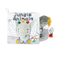 Carte Senzoriala, Flippy, pentru Bebelusi, 15x16x6 cm, cu Animalute, 3D, Cu Sunete si Fosnete, 0-3 Ani, Model Elefantel, Gri