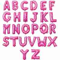 Balon Folie Metalizata Litera W, Flippy, 40 cm, Cu Imprimeu Inimioare, Umflati cu Heliu sau Aer, Ambalaj Individual, Pai inclus, Roz