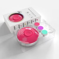 Set Pila Electrica pentru Copii si Bebelusi, Flippy, ABS, Incarcare USB, Model cu Flori, 6 Accesorii, cu Lumina LED, Fucsia