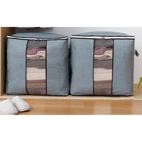 Husa de Depozitare, Flippy, Intrebuintare Multipla, Pliabila, cu Fermoar Bidirectional si Fereastra Laterala Transparenta, Lavabila, 50x48x28 cm, Gri