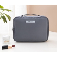 Geanta de Calatorie, Flippy, pentru Cosmetice si Articole de Toaleta, Material Impermeabil, 2 in 1, Portfard Interior Detasabil, 23 x 16 x 8 cm, Gri