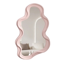 Oglinda de Perete, Flippy, Decorativa, pentru Baie, Dormitor, Sufragerie, Model Minimalist in Forma de Nor, 41x26 cm, Roz