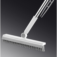 Perie de Curatare pentru Podele si Rosturi, Flippy, Lungime Maner 105 cm, Capat Pivotant 180 Grade, Peri din PP, Otel si Plastic, Cleste pentru Scame si Par Inclus, Alb