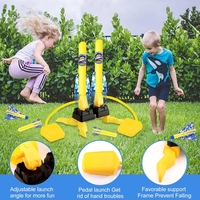 Jucarie pentru Copii, Flippy, Lansator de Rachete cu Piciorul, Doua Lansatoare, 6 Rachete Fara Lumini, 45x18 cm, Galben