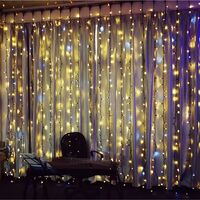 Instalatie Craciun Profesionala de Exterior IP65, Tip Perdea, 12m x 2m, 2400 Led-uri Mari, Alb cald, cu flash, Alimentator 1,5 m, Interconectabila, Fir negru, Flippy