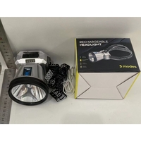 Lanterna Power Bank LED, Flippy, cu Suport pentru Cap, Incarcare USB, Raza 100-200m, 5W, 3 Trepte de Lumina, Afisaj Baterie, Argintiu