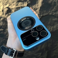 Husa protectie MagSafe Kathy Tech, Flippy, pentru Apple iPhone 14, Dublu Cerc, Albastru Deschis