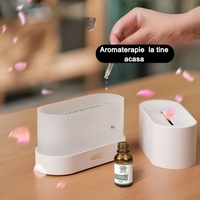 Difuzor de ulei esential cu flacara Flippy, aromaterapie, umidificator de aer, rezervor 180 ml, simulare efectelor de iluminare a flacarii, lumina veghe ajustabila, alb