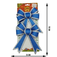 Set 2 fundite pentru brad, Albastre, cu margini argintii, 13 x 18 cm, PVC, Flippy