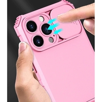 Husa Defender cu Stand pentru iPhone 12, Roz, Suport reglabil, Antisoc, Protectie glisanta pentru camera, Flippy