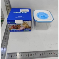 Cutie de Depozitare pentru Bucatarie, Flippy, 600 ml, din ABS+PET+Silicon, Capac Alb/Albastru, 11.5 x 8 x 8 cm, Transparent
