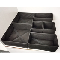 Organizator pentru Sertar, Flippy, 3 Marimi, pentru Lenjerie, Tricouri, Sosete, 6 Piese, Pliabil, Stivuibil, din Tesatura, Negru