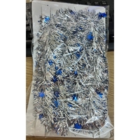 Beteala de Craciun cu LED, Flippy, 2 m, 5 cm Grosime, din PVC, Model cu Stelute, Artificiala, Albastru/Argintiu