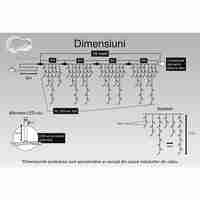 Instalatie Craciun, 18 m, 525 Led-uri ,Franjuri, Alb rece, 8 jocuri de lumini, Transformator cu telecomanda, Interconectabila, Prelungitor 5 m inclus, Fir Transparent, Flippy