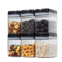 Set 6 Recipiente din Plastic, Flippy, pentru Alimente/Obiecte, Inchidere Ermetica, Textura Ondulata, 6 x 1.5l, Transparent