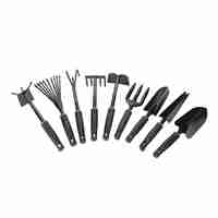 Set 9 Unelte de Gradina Flippy, pentru Plantare Prelucrare Sol si Ingrijire Plante, Material PVC si cardboard, 25 x 14.5 cm, negru