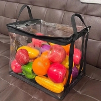 Cutie de Depozitare, Flippy, din PVC + Textil, Rezistenta la Apa, Geanta pentru Carti, 38x24x32 cm, Transparent-Negru