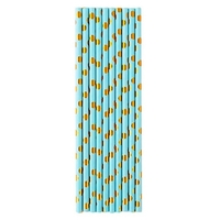 Set 10 Paie, Flippy, din Hartie, 19.5 cm, Model cu Buline Aurii, Albastru