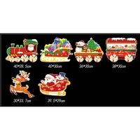 Decoratiune de Craciun, Flippy, pentru Gradina, Tip Trenulet, 6 Figurine + Bete de Infipt in Pamant, din Plastic, Impermeabil, Model Mos Craciun in Tren si in Sanie, Multicolor