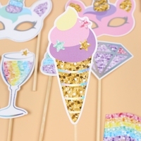 Set 12 Accesorii pentru Petrecere, Flippy, Props pentru Photo Corner, Tema Aniversare Copii, Multicolor