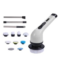 Perie Electrica de Curatare, Flippy, pentru Gresie, Baie, Bucatarie, 25x20x9.5 cm, cu 9 Capete, Maner Extensibil Detasabil 84-127cm, Incarcare USB-Type C, Rotire 360 de Grade, 3000 mAh, Culoare: Alb