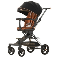 Carucior Sport Flippy 3in1, 6-36 Luni, Pliabil, Tavita pentru Masa, Pat de Dormit, Centura de Siguranta, Roti 360 Grade, Reversibil, Parasolar, Maner Reglabil, 64 x 35 x 100 cm, Negru