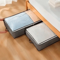 Husa de Depozitare, Flippy, Intrebuintare Multipla, Pliabila, cu Fermoar Bidirectional si Fereastra Deasupra Transparenta, Manere Laterale, Lavabila, 100x50x15 cm, Gri