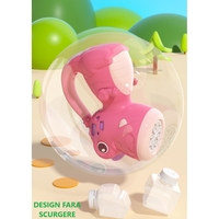 Jucarie Interactiva pentru Baloane de Sapun, Flippy, Sunete si Lumini, Model Dinozaur, cu 8 Orificii, 15 x 8.5 x 18.5, Roz