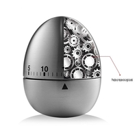 Cronometru de Bucatarie, Flippy, Mecanic, Forma de Ou, din Otel Inoxidabil, 60 min Timer, 8 x 6 cm, Argintiu