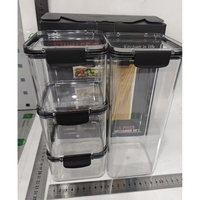 Set 4 Recipiente din Plastic, Flippy, pentru Alimente/Obiecte, Inchidere Ermetica, 1 x 460 ml, 2 x 700 ml, 1 x 1300 ml, Transparent