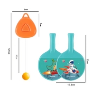 Set 2 Palete de Tenis de Masa, Flippy, pentru Copii, Design Animat, Tematica Astronauti, Accesoriu de Agatat Inclus si 4 Mingi, Albastru