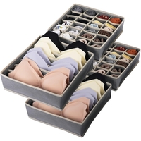 Cutie De Depozitare, Flippy, Pentru Lenjerie, Sosete Si Sutiene, Material Textil, 24 Compartimente, 32 x 32 x 10 cm, Culoare Gri