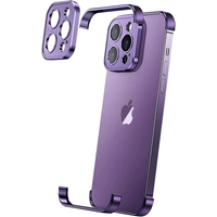 Husa Metalica Edgeless Compatibila cu iPhone 16 Pro Max, Flippy, Protectie pentru Colturi si Camera, Aliaj Aluminiu, Antisoc, Antizgariere, Mov