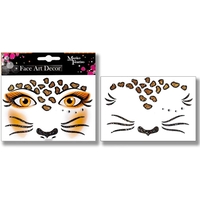 Sticker Temporar pentru Fata, Flippy, pentru Machiaj, Face Art, Halloween, Teatru, Model Leopard, Maro
