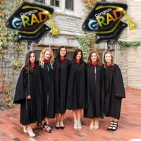 Balon din Folie Metalizata, Flippy, Figurina, Model Toca Congrats Grad, Tematica Absolvire,  66x66 cm, Ambalaj Individual, Pai Inclus, Umflare cu Aer sau Heliu, Negru