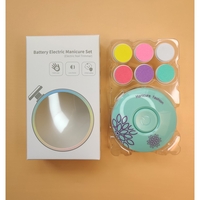 Set Pila Electrica pentru Copii si Bebelusi, Flippy, ABS, Incarcare USB, Model cu Flori, 6 Accesorii, cu Lumina LED, Verde