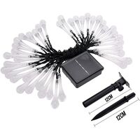 Instalatie Craciun, Solare Tip Picaturi, 50 Led-uri, 9.5 metri, Alb rece, Senzor de lumina, Flippy