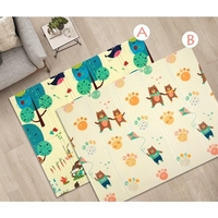 Covoras pentru Copii, Flippy, cu 2 Fete, Model Zmeu/Ursi, din XPE+PE, Impermeabil, Antiderapant, Protectie Termica, +3 Luni, Pliabil, 180 x 200 x 1.5 cm, Multicolor