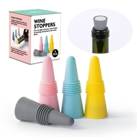 Set 4 dopuri reutilizabile din silicon Flippy, pentru sticle de vin, bautura, multicolor