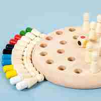 Joc de Memorie, Flippy, pentru Toata Familia, din Lemn, Diametru Tabla de Joc 16 cm, Interactiva, +4 Ani, 6 Culori, Multicolor