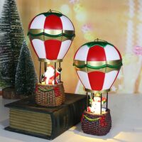 Decoratiune de Craciun tip Balon cu Aer Cald, Flippy, Balon cu Mos Craciun, din Rasina, Model Balon cu Aer Cald si Mos Craciun Iluminare LED, 17 x 5 x 5 cm, Gri Rosu