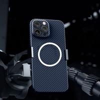 Husa de protectie pentru iPhone 14 Pro Max, Flippy, Magnetica, MagSafe, Carbon Fiber Protectie Antisoc, Albastru