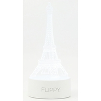 Lampa LED decorativa, Flippy, 3D, Turnul Eiffel, din material acril si lumina multicolora, alb