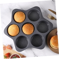 Forme de Silicon pentru Copt, Flippy, 7 Forme Rotiunde, pentru Burgeri si Prajituri, 38.5 x 4 cm, Negru