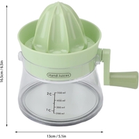 Storcator de Citrice Manual, Flippy, Rezistente, Usor de Folosit si Depozitat, Durabil, Calitativ, 16.5x13cm, Transparent/ Verde