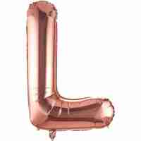 Balon Folie Metalizata Litera L, Flippy, 80 cm, Umflati cu Heliu sau Aer, Ambalaj Individual, Pai inclus, Rose Gold