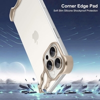 Husa Metalica Compatibila cu iPhone 16 Pro, Flippy, Protectie pentru Colturile Telefonului si Camera, Aliaj, Antisoc, Antizgariere, Auriu