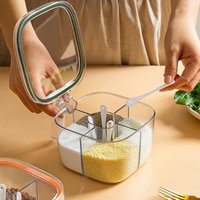 Cutie Depozitare Alimente, Flippy, din Plastic/Silicon, 20 x 10 x 10 cm, 5 Compartimente, Alb/Verde